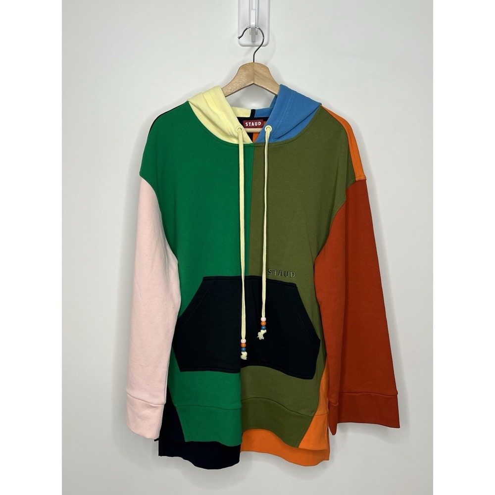 Staud Hoodie Colorblock Oversized Size Medium Multicolor Sweater Preppy Colorful